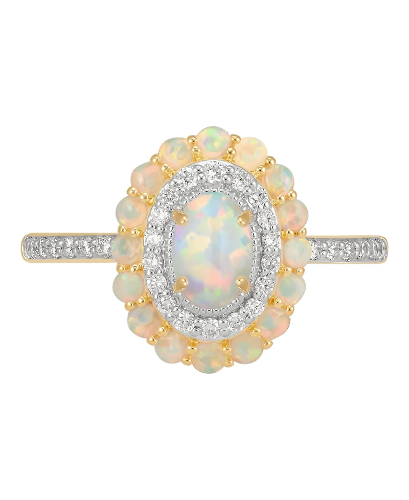 Macy's Created Opal (7/12 ct. t.w.) & Created White Sapphire (1/3 ct. t.w.) Ring in 14k Yellow Gold-Plated Sterling Silver