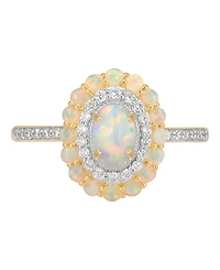 Macy's Created Opal (7/12 ct. t.w.) & Created White Sapphire (1/3 ct. t.w.) Ring in 14k Yellow Gold-Plated Sterling Silver