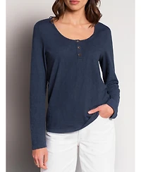 Celtic & Co. Women's Slub Jersey Scoop Neck Henley Top