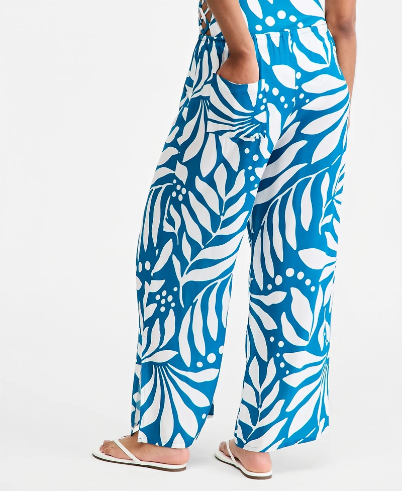 Bar Iii Women's Catch The Wave Printed Cover-Up Pants, Macy's Exclusive