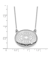 Curata Jewelry 925 Sterling Silver Rhodium Plated 18+2 Inch Sideways Etched Locket Necklace 26.15mm Wide Locket Necklace