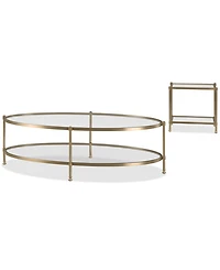 Isla 2-Pc. Glass Oval Coffee Table and End Table Set