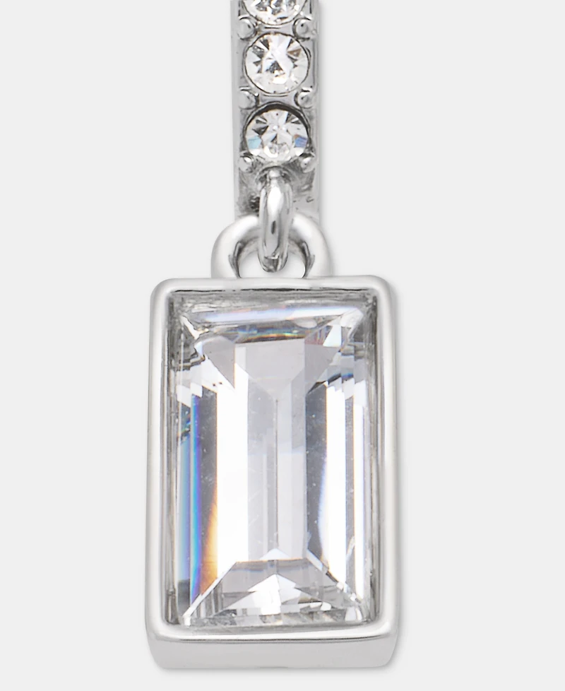 Lauren Ralph Lauren Silver-Tone Cubic Zirconia Huggie Drop Earrings