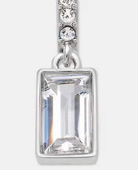 Lauren Ralph Lauren Silver-Tone Cubic Zirconia Huggie Drop Earrings