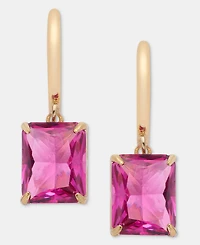 Lauren Ralph Lauren Gold-Tone Fuchsia Stone Huggie Drop Earrings