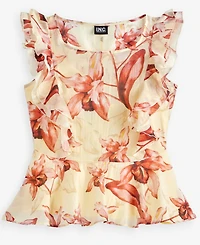 I.n.c. International Concepts Petite Printed Ruffle-Sleeve Peplum Blouse, Macy's Exclusive