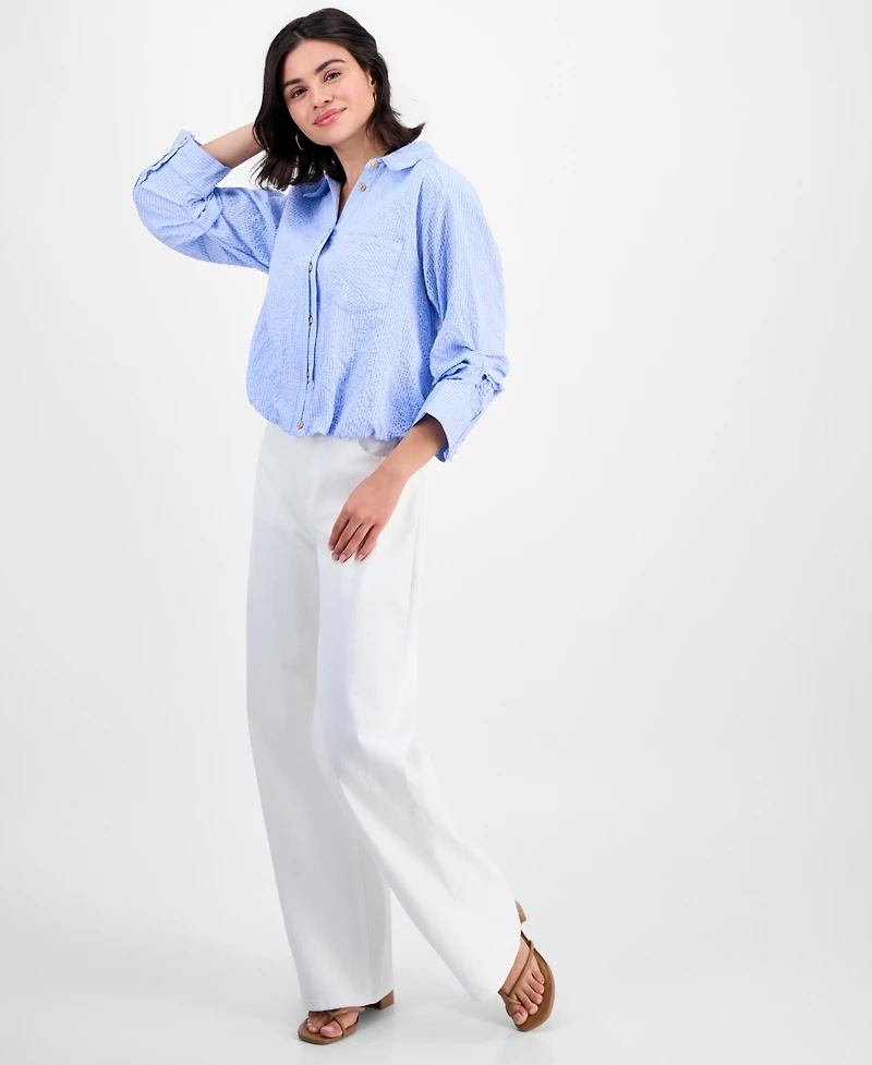 Democracy Women's Bubble Hem Collar Shirt