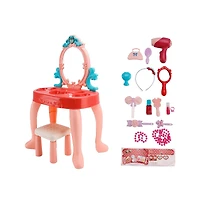 Bruce & Shark Princess Vanity Set with Lights & Music - Realistic Makeup Toys, Stool & Mirror for Girls