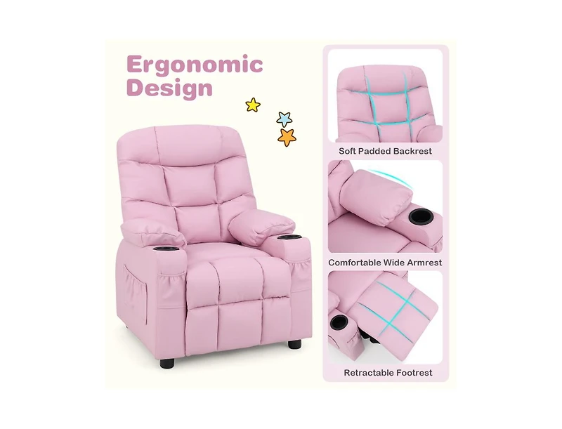 Kids Recliner Chair with Cup Holders