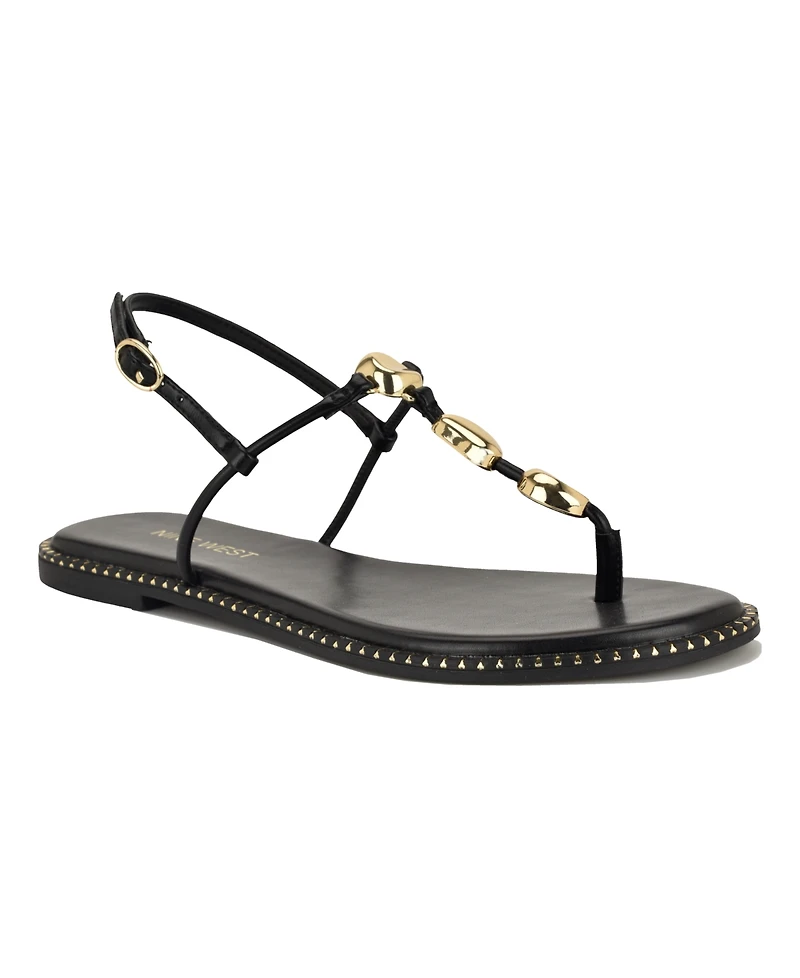 Nine West Women's Derika T-Strap Slingback Sandals