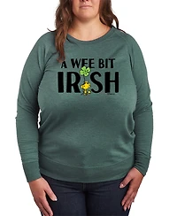 Hybrid Apparel Plus Peanuts A Wee Bit Irish Woodstock St. Patrick's Day French Terry Graphic Crewneck T-Shirt