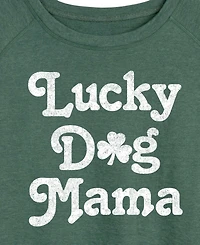 Hybrid Apparel Plus Instant Message St. Patrick's Day Lucky Dog Mama French Terry Graphic Crewneck T-Shirt