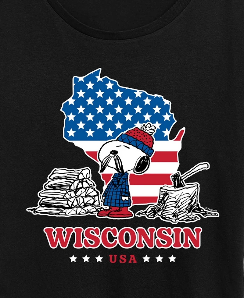 Hybrid Apparel Plus Peanuts Wisconsin Snoopy Graphic Crewneck T-Shirt
