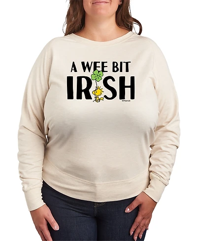 Hybrid Apparel Plus Peanuts A Wee Bit Irish Woodstock St. Patrick's Day French Terry Graphic Crewneck T-Shirt