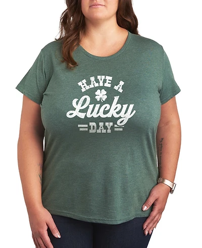 Hybrid Apparel Plus Instant Message St. Patrick's Day Have A Lucky Graphic Crewneck T-Shirt