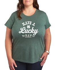Hybrid Apparel Plus Instant Message St. Patrick's Day Have A Lucky Graphic Crewneck T-Shirt