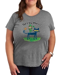 Hybrid Apparel Plus Pete The Cat St. Patrick's Day Mornin' Leprechaun Graphic Crewneck T-Shirt