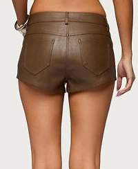 Edikted Women's Mid Rise Faux Leather Micro Shorts