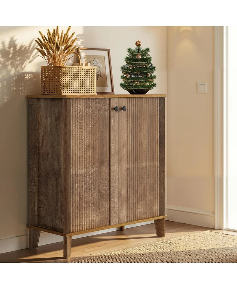 Tribesigns 5-Tier Shoe Cabinet with 3 Adjustable & Removable Shelves, Shoe Cabinet for Entryway, Modern Farmhouse Entry Way Shoe Storage Cabinet