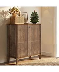 Tribesigns 5-Tier Shoe Cabinet with 3 Adjustable & Removable Shelves, Shoe Cabinet for Entryway, Modern Farmhouse Entry Way Shoe Storage Cabinet