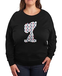Hybrid Apparel Plus Peanuts Snoopy Silhouette Usa Stars French Terry Graphic Crewneck T-Shirt