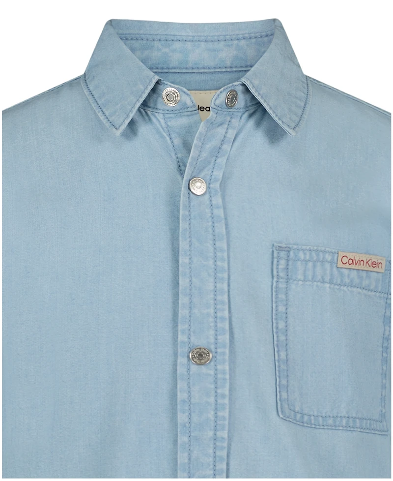 Calvin Klein Boys' 8-16 Chambray Long-Sleeve Woven Shirt