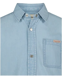Calvin Klein Boys' 8-16 Chambray Long-Sleeve Woven Shirt