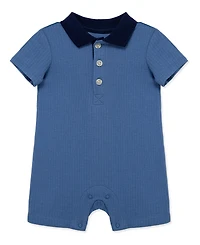 Little Me Baby Boys' Polo Collar Short-Sleeve Romper