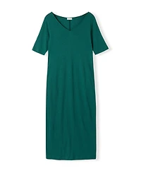 Celtic & Co. Women's Linen Blend V-Neck Midi Dress