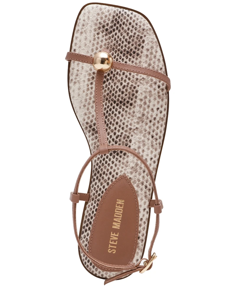 Steve Madden Women's Ritzy Ball-Stud Square Toe Flat Sandals