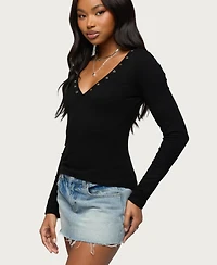 Edikted Women's Rossie Stud & Button Top