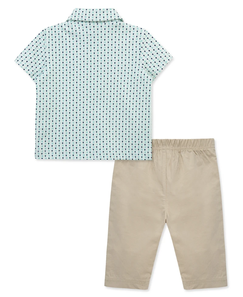 Little Me Baby Boy's Polo Neck Shirt & Pants, 2-Piece Set