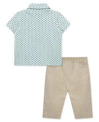 Little Me Baby Boy's Polo Neck Shirt & Pants, 2-Piece Set