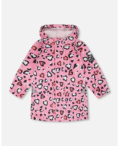 Deux par Big Girls Rain Jacket Polyurethane Heart Print
