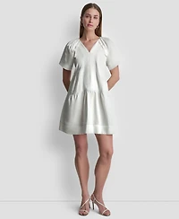 Dkny Women's V-Neck Contrast-Stitch Mini Dress