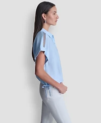 Dkny Women's Short-Sleeve Button-Down Blouse