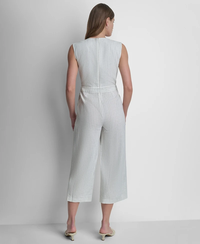 Dkny Women's Striped Sleeveless Wrap Jumpsuit