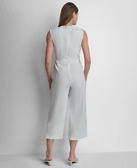 Dkny Women's Striped Sleeveless Wrap Jumpsuit