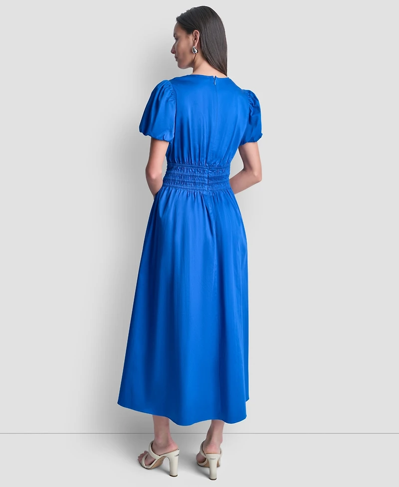 Dkny Women's Smocked V-Neck Midi Dress
