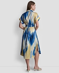 Dkny Women's Abstract Printed Midi Shirt Dress