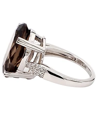 Macy's Smokey Quartz (11 ct. t.w.) & White Topaz (0.11 ct. t.w.) Ring in Sterling Silver