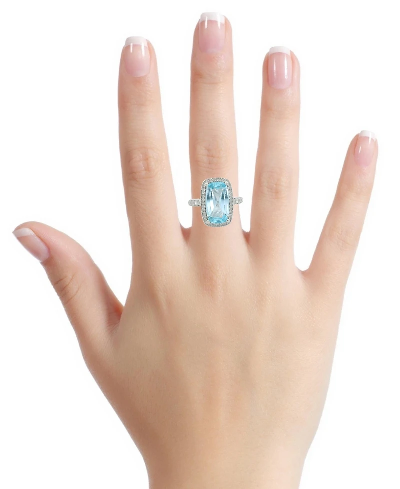 Macy's Sky Blue Topaz (5.75 ct. t.w.) & White Topaz (0.60 ct. t.w.) Ring in Sterling Silver