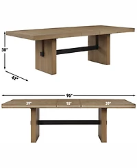 Macai 9-Pc. Wood Dining Set (Rectangular Table + 8 Upholstered Side Chairs)