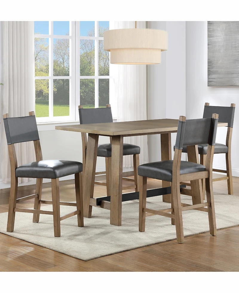 Macai 5-Pc. Wood Dining Set (Counter Height Table + 4 Counter Height Chairs)