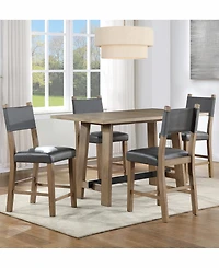 Macai 5-Pc. Wood Dining Set (Counter Height Table + 4 Counter Height Chairs)