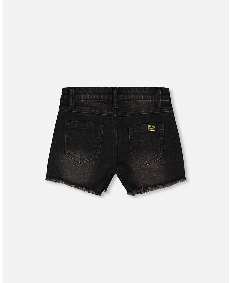 Deux par Big Girls Denim Shorts with Embroidery