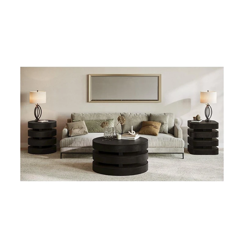 Jofran Brix Mid-Century Modern Floating Sculpture Layered Square End Table