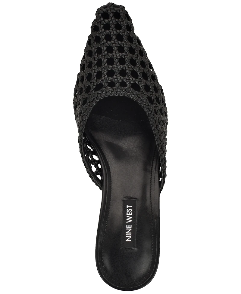 Nine West Women's Camenlaw Woven Kitten Heel Mules Pumps