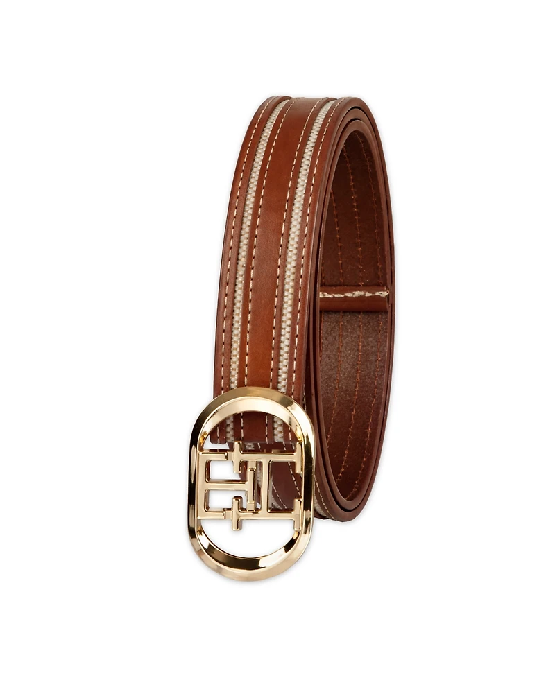 Tommy Hilfiger Women's Monogram Plaque Buckle Casual Belt