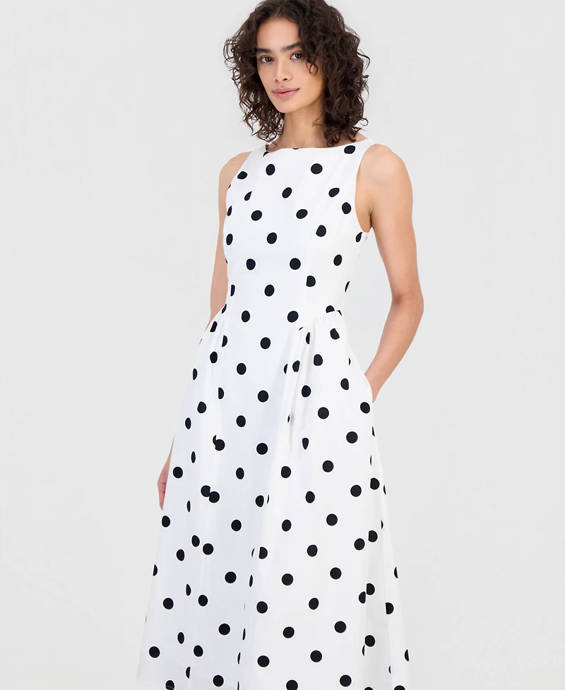 Sam Edelman Women's Polka Dot Sleeveless Midi Dress